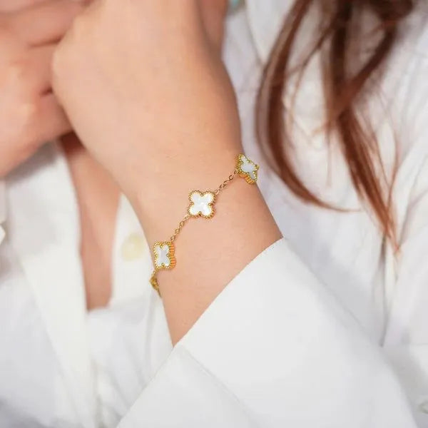 White Four Leaf Clover Bracelet | Lucky Charm Jewelry-4