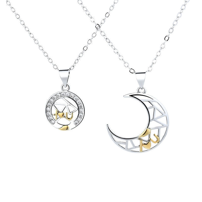Sun Moon Tooth Couple Necklace For Men And Women