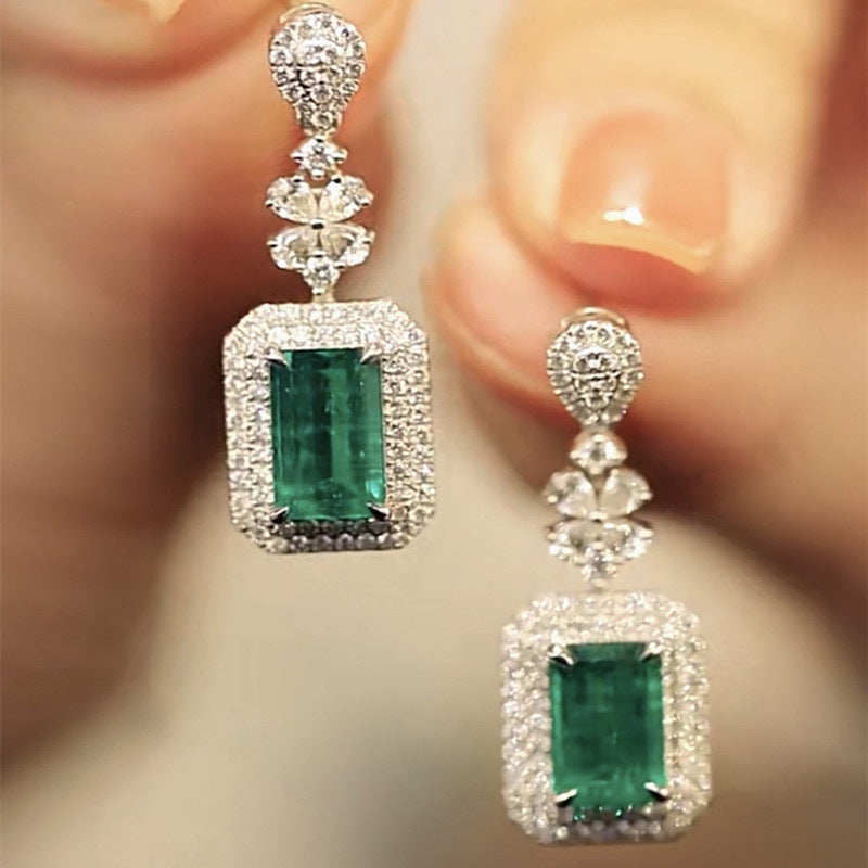Square Bright Zircon Earrings Elegant Graceful Dinner Party Accessories