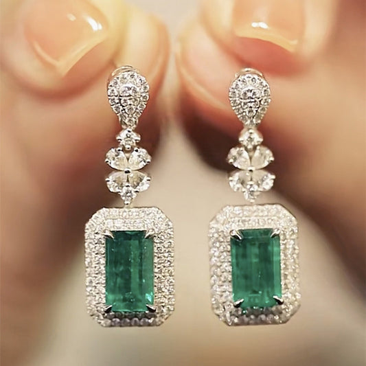 Square Bright Zircon Earrings Elegant Graceful Dinner Party Accessories