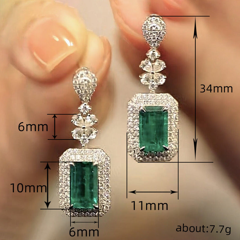 Square Bright Zircon Earrings Elegant Graceful Dinner Party Accessories