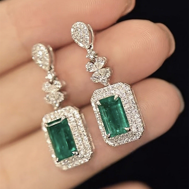 Square Bright Zircon Earrings Elegant Graceful Dinner Party Accessories