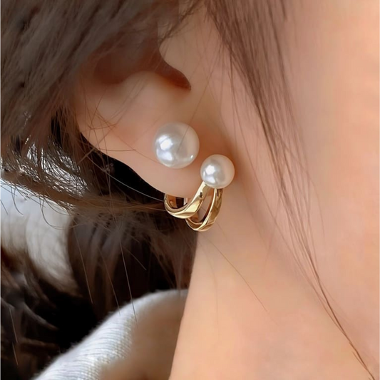 Double Pearl Stud Earring-1