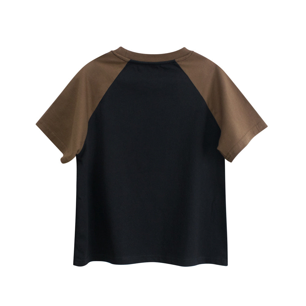 Boys’ Letters Pattern T-shirt in European and American Style-1