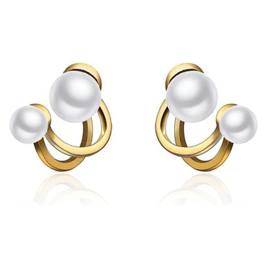 Double Pearl Stud Earring-0
