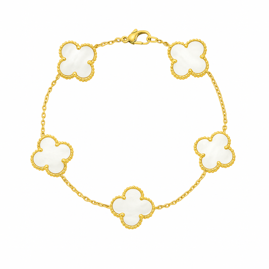 White Four Leaf Clover Bracelet | Lucky Charm Jewelry-0