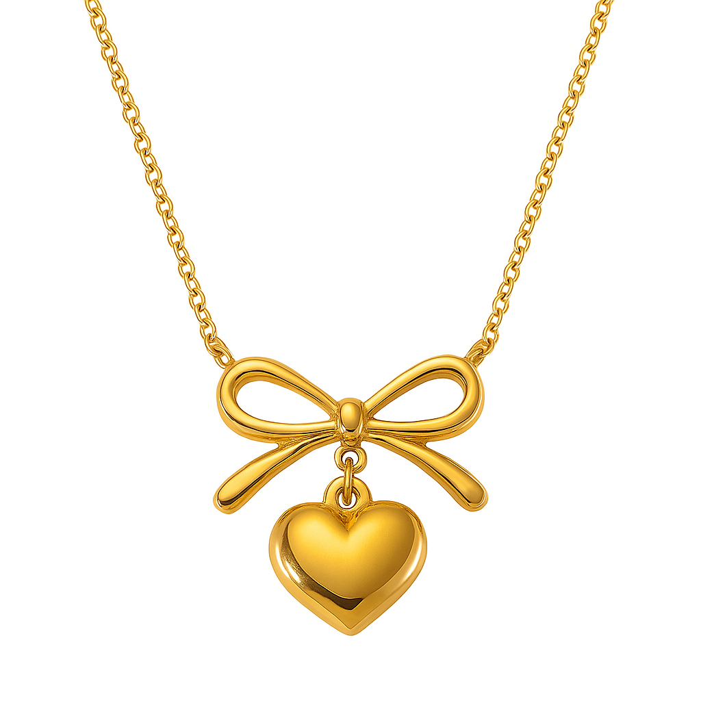 Bow Heart Pendant Necklace – Dainty Cute Pendant Jewelry Gift-0